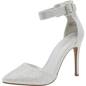 Women's Pointed Toe Ankle Strap D'Orsay Silver  High Heel Stiletto Pumps Shoe